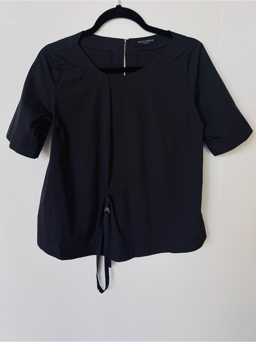 Piazza Sempione Silk Short Sleeve Belt Front Top